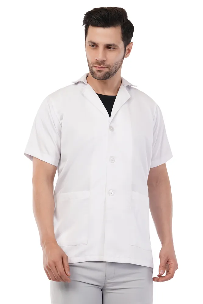 Mens Half Sleeve Apron White
